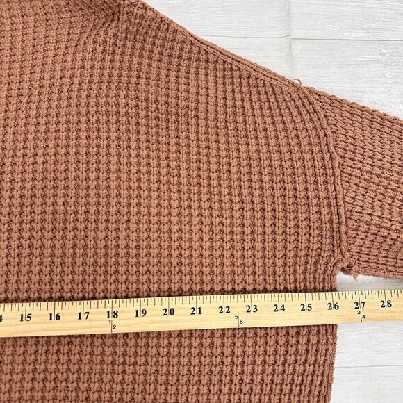 Free People Oversized Slouchy Sweater M Brown Pullover Cowl Neck Chunky Knit - Picture 11 of 14